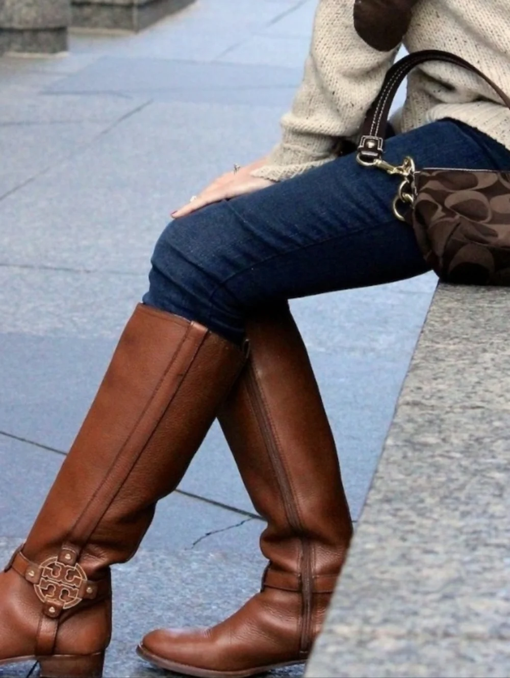 Tory Burch Amanda Riding Boots in Almond Size 7.5